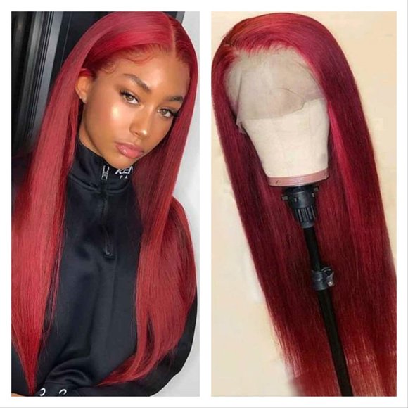 Lace Frontal Red Remy 100% Human Hair Wig 22\